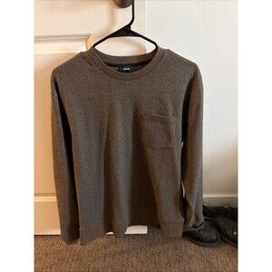 Express Men’s Small Herringbone Textured Crewneck Sweater with Pocket